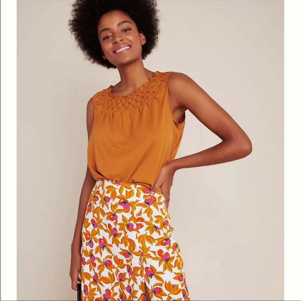 NWT Anthropologie Maeve Justine Smocked Honey Tank Top